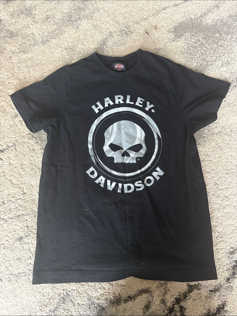 Harley-Davidson Black Tee with Silver Skull Emblem